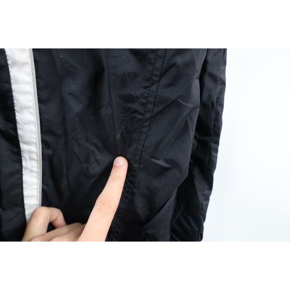 Vintage 90s Adidas Mens XL Spell Out Striped Lined Full Zip Windbreaker Jacket - Picture 8 of 12